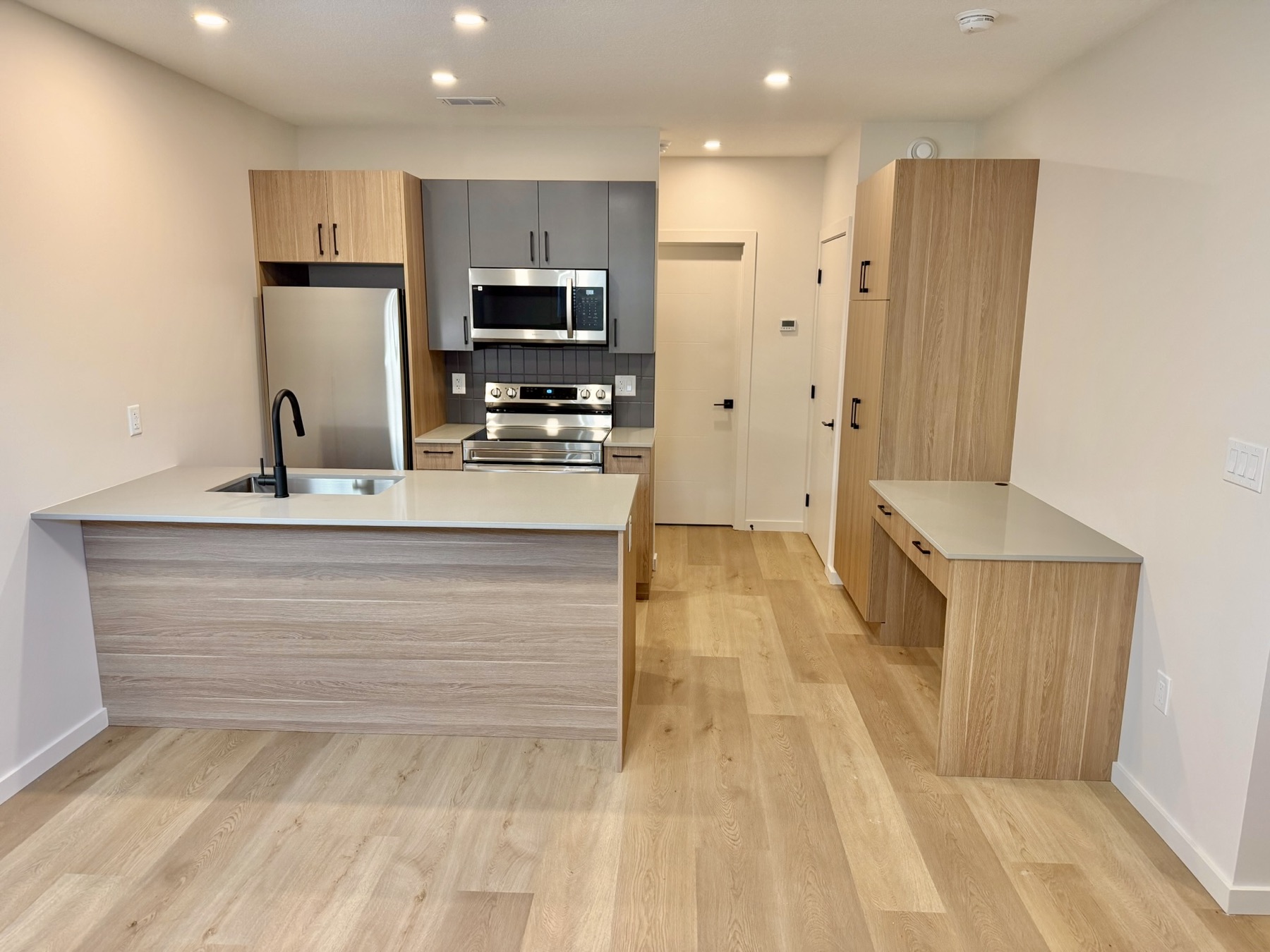 Open kitchen and living area